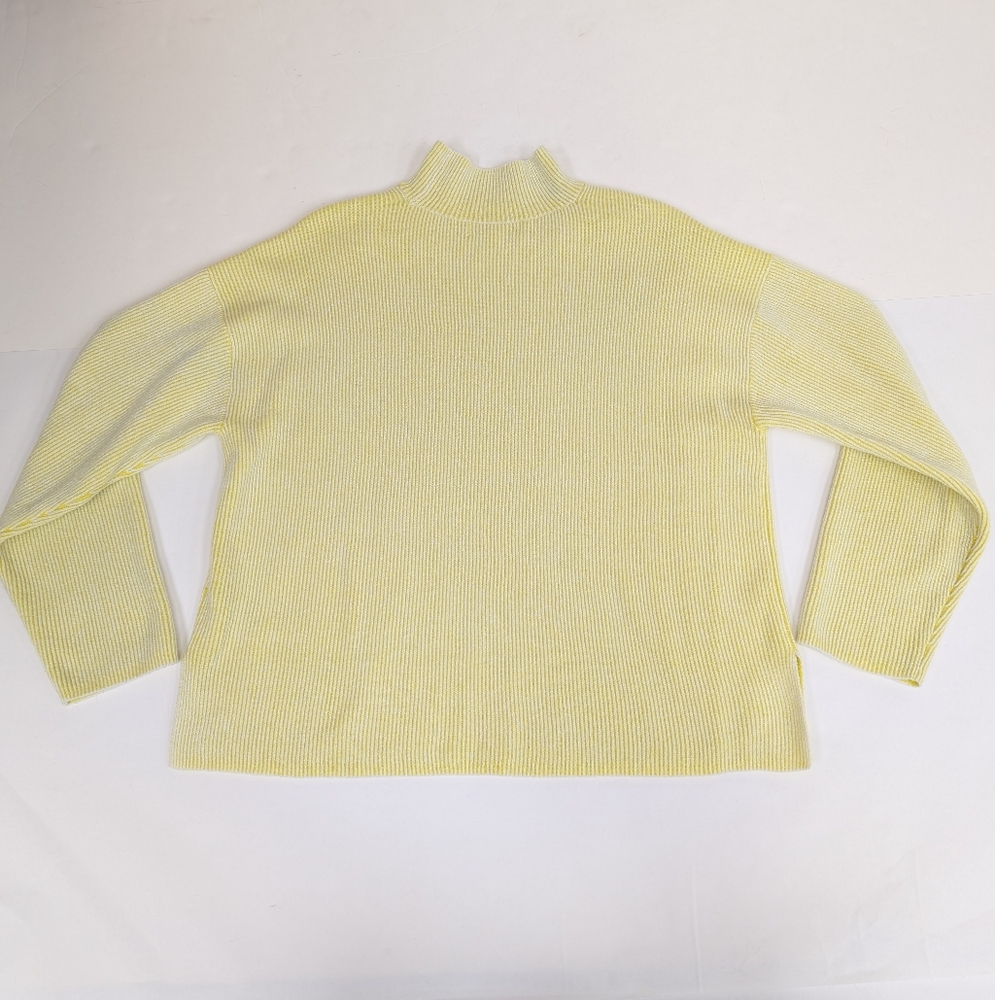 M&S Acid Yellow Mock Neck Pull Over Knit Sweater Medium [136]